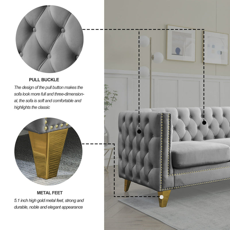 Upholstered Couch Sofa With Button Tufting For Living Room by HouseOfZazla