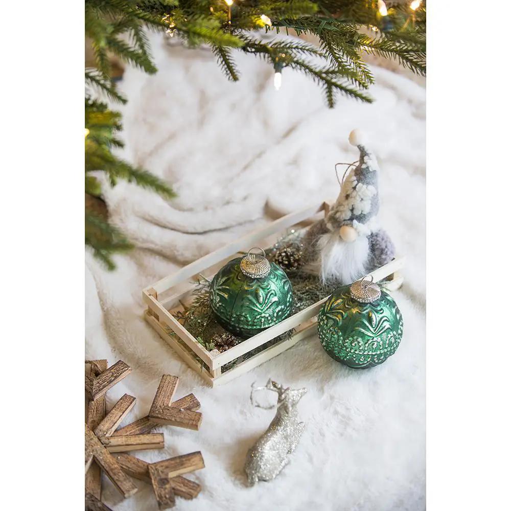 Christmas Ball Ornaments, Glass Decorative Hanging Ball Christmas Tree Ornaments, For Holiday Party Decorations (Set of 6) - Green by Unique Piece Furniture