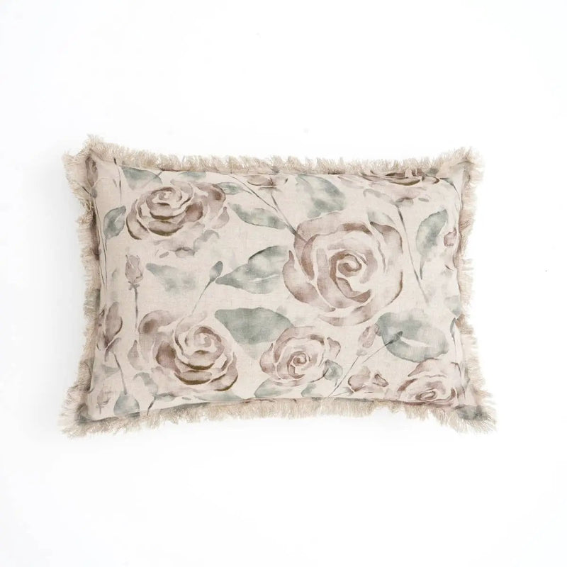Linen Printed Lumber Throw Pillow 16x24 Brown & Green by HouseOfZazla