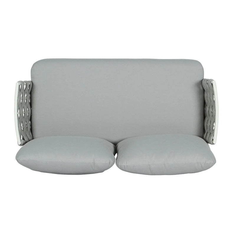 Mariano Steel Loveseat and Table, Off White & Grey by HouseOfZazla