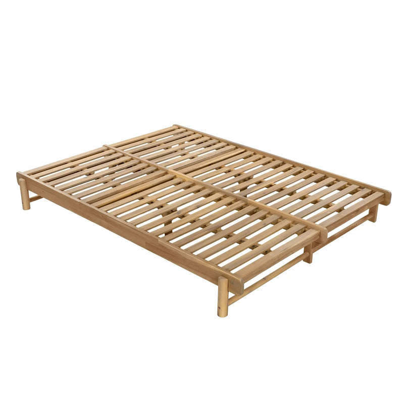 Light Teak Finish Acacia Wood Double Chaise Lounger by HouseOfZazla