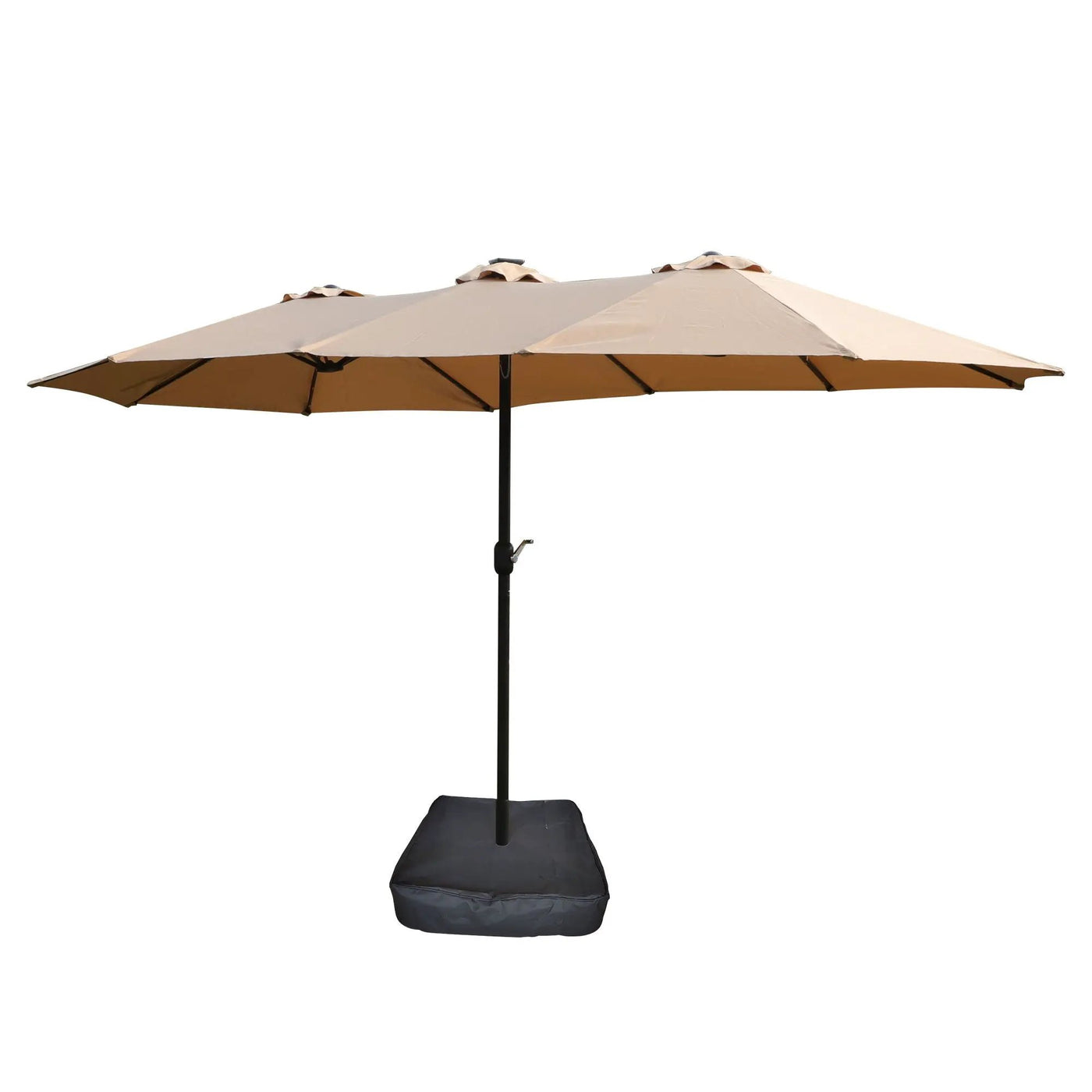 Double- Sided Outdoor Market Umbrella With Lights And Base by Unique Piece Furniture