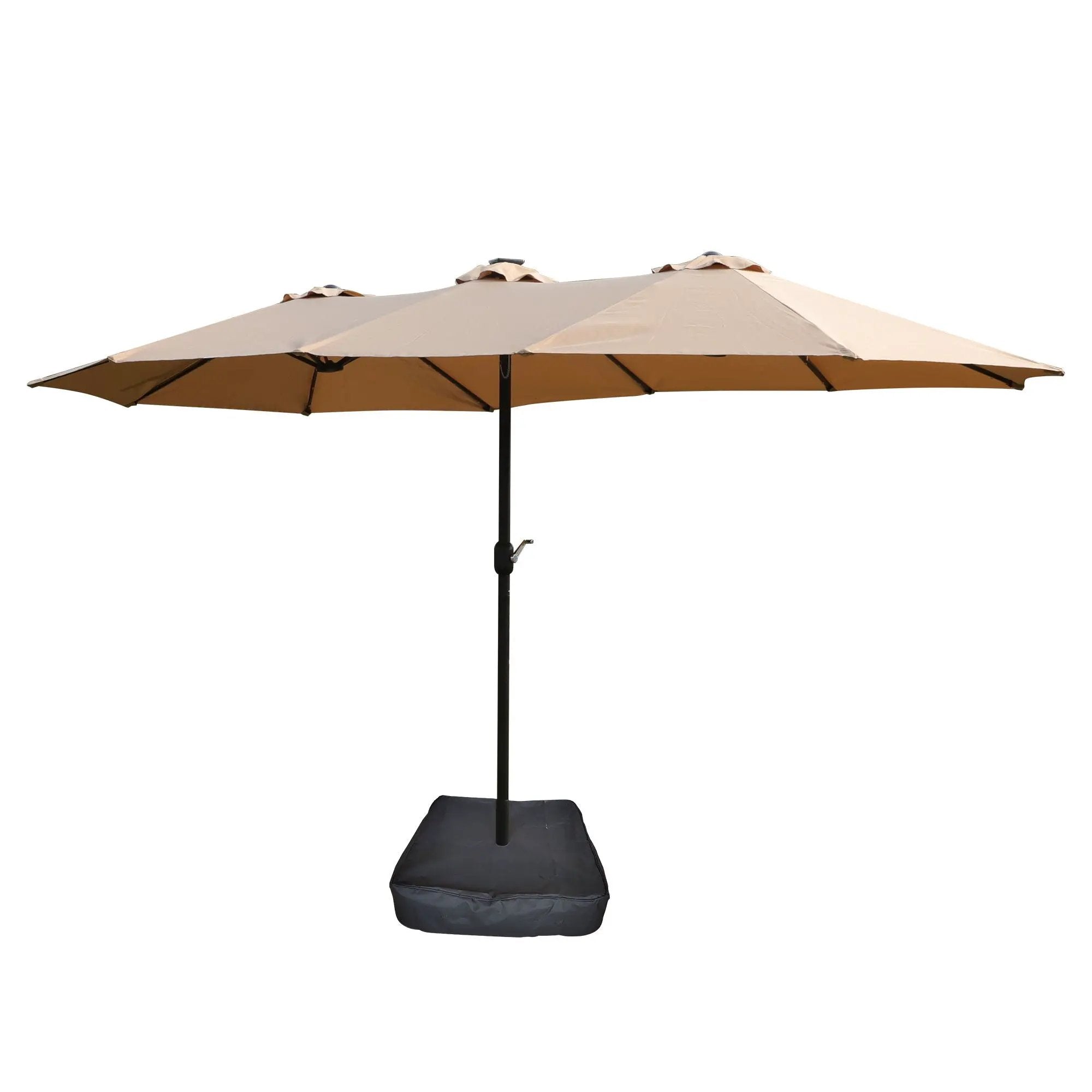 Double- Sided Outdoor Market Umbrella With Lights And Base by Unique Piece Furniture