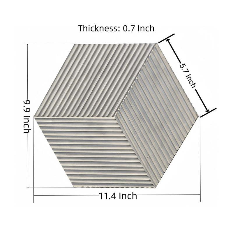Hexagon Natural Stone Marble Tile, 3D Fluted (Set of 12) by HouseOfZazla