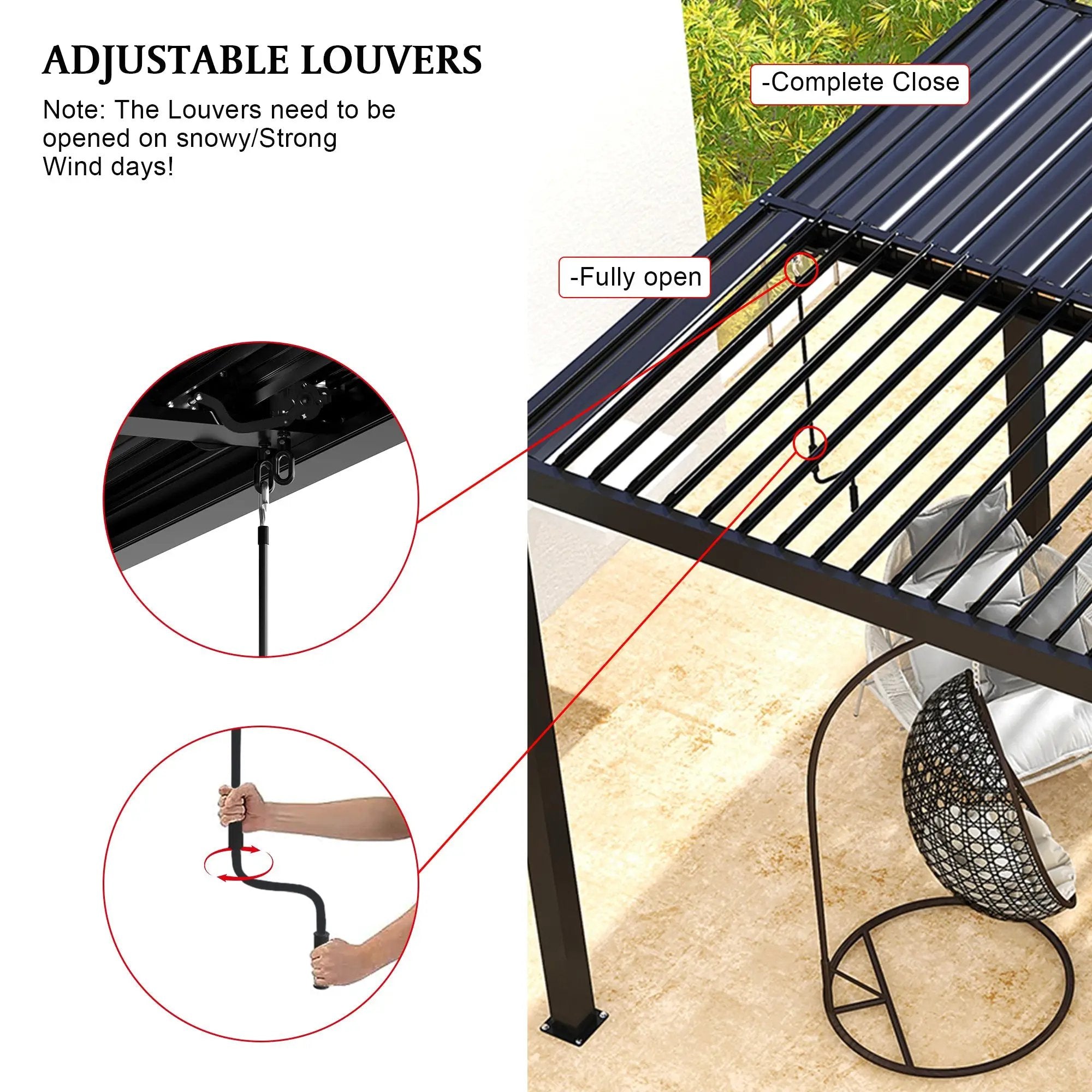 8640E Louver Pergola 10x19ft Aluminum Frame & Steel Louvers by HouseOfZazla