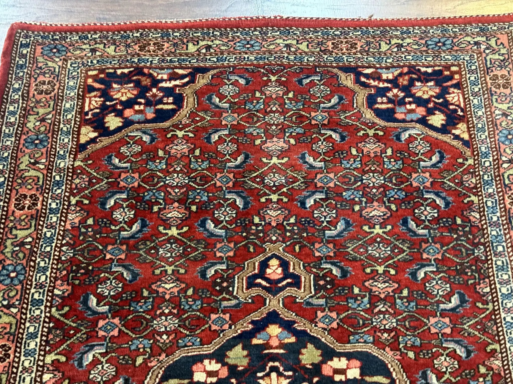 Persian Bidjar Rug 2.7 x 4, Red and Navy Blue, Small Persian Area Rug, Semi Antique by Jewel Rugs