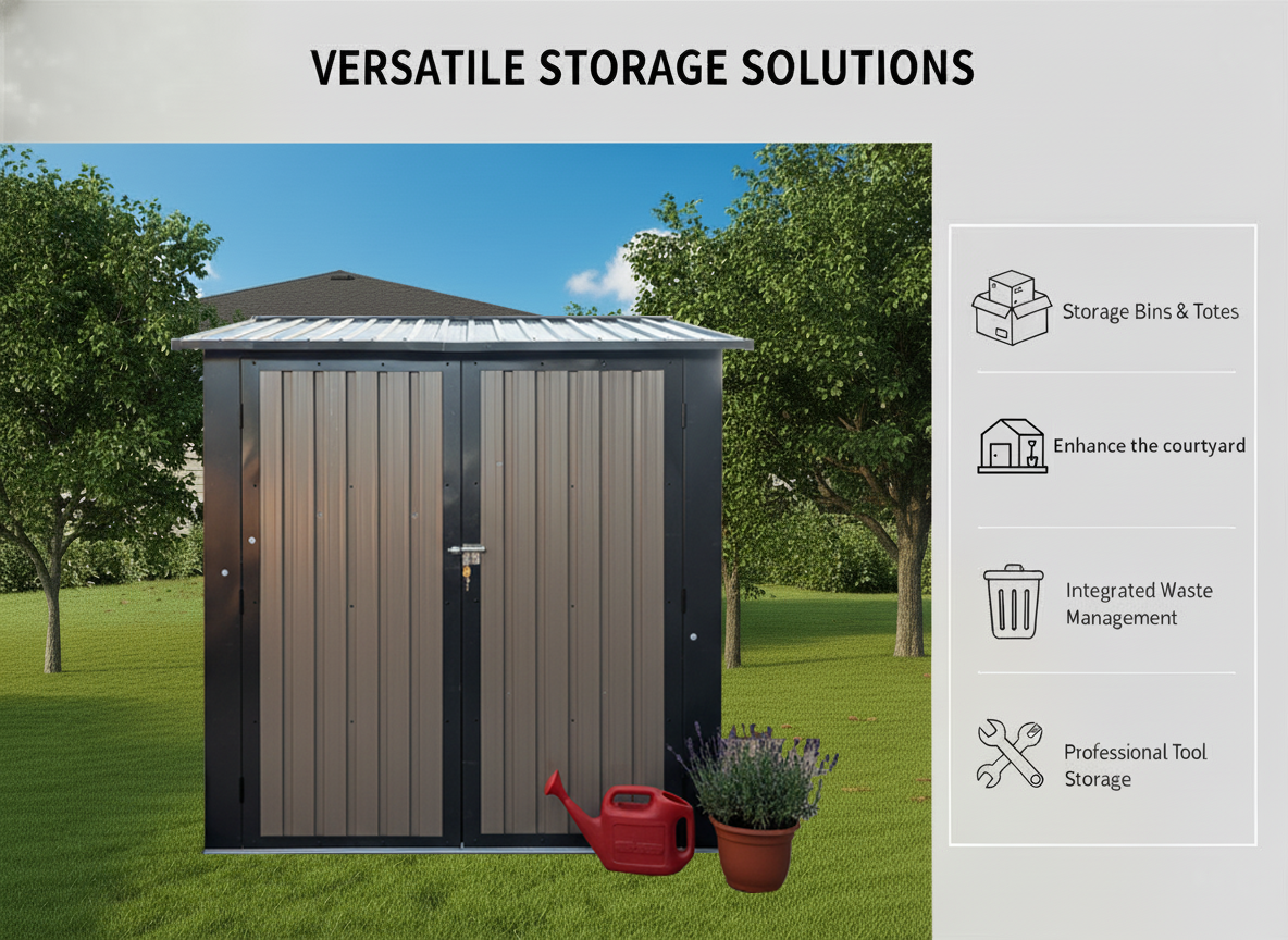 6x9 FT Outdoor Metal Storage Shed with Window & Flower Rack by HouseOfZazla