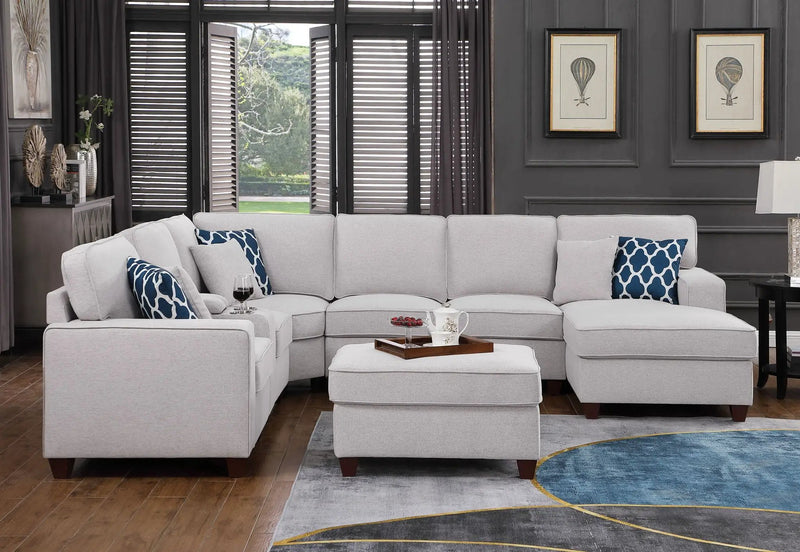Tina - 8 Piece Upholstered Sectional With Ottoman by Unique Piece Furniture