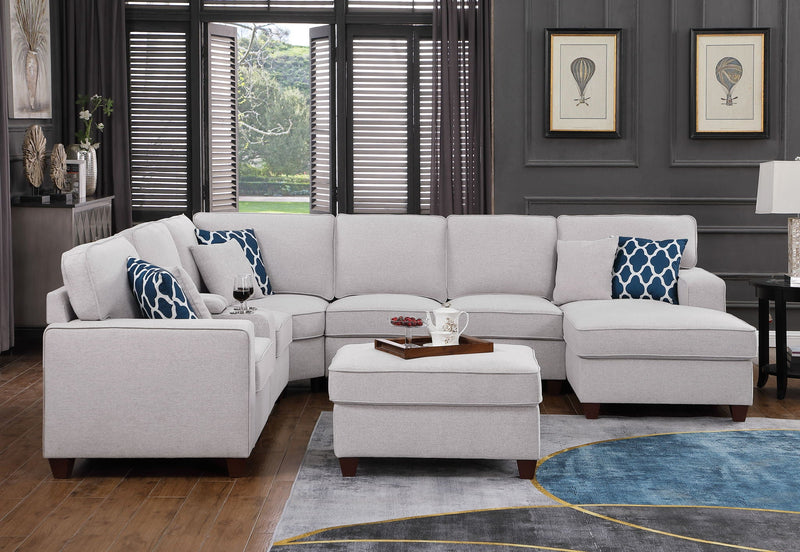Tina - 8 Piece Upholstered Sectional With Ottoman by HouseOfZazla