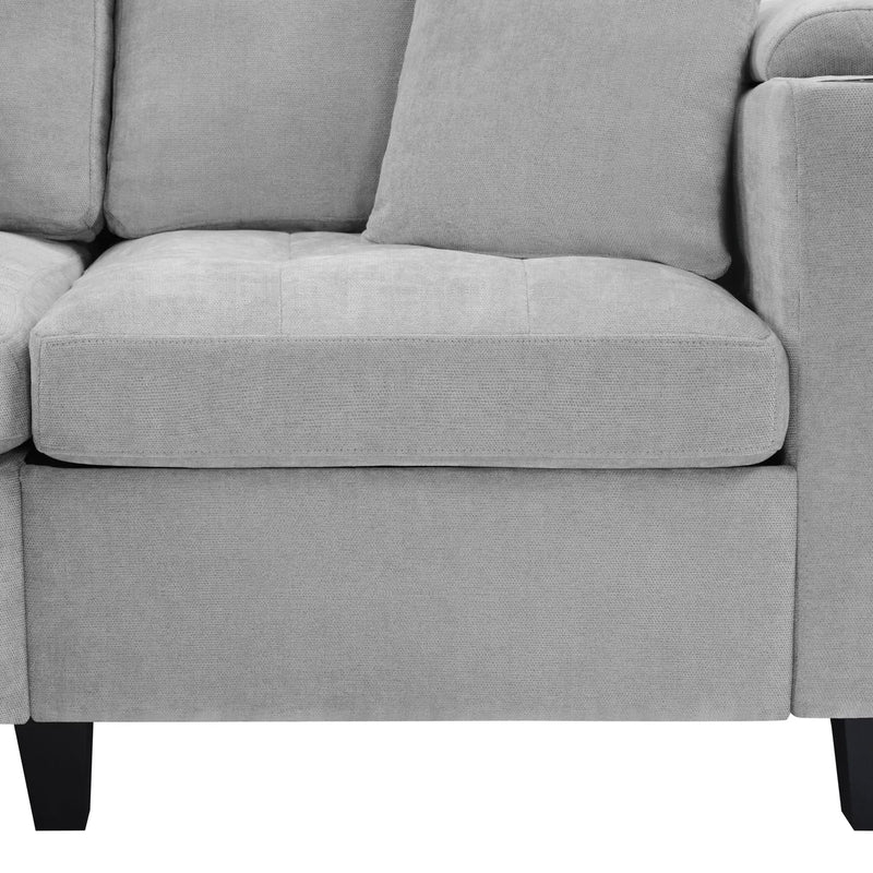 U Shaped Sectional Sofa, Corner Living Room Couch With Built In Cup Holders, Storage, USB Ports by HouseOfZazla