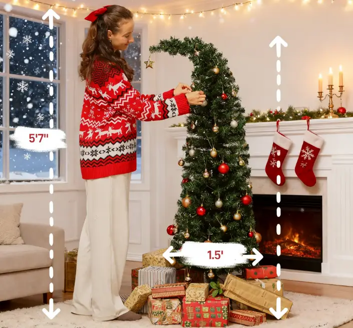 5 Ft Prelit Bent Top Christmas Tree with 300 LEDs and Metal Stand by HouseOfZazla