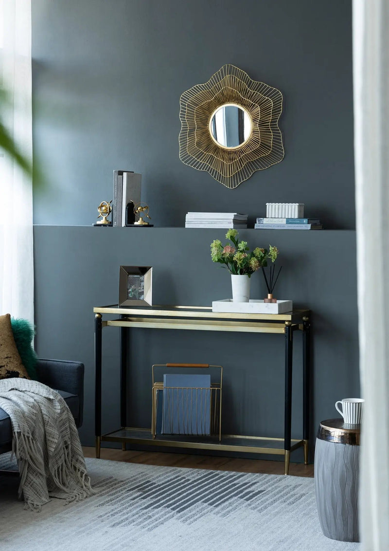 D27x2.4' Metal Starburst Wall Mirror, Wall Mounted Home Decor by HouseOfZazla