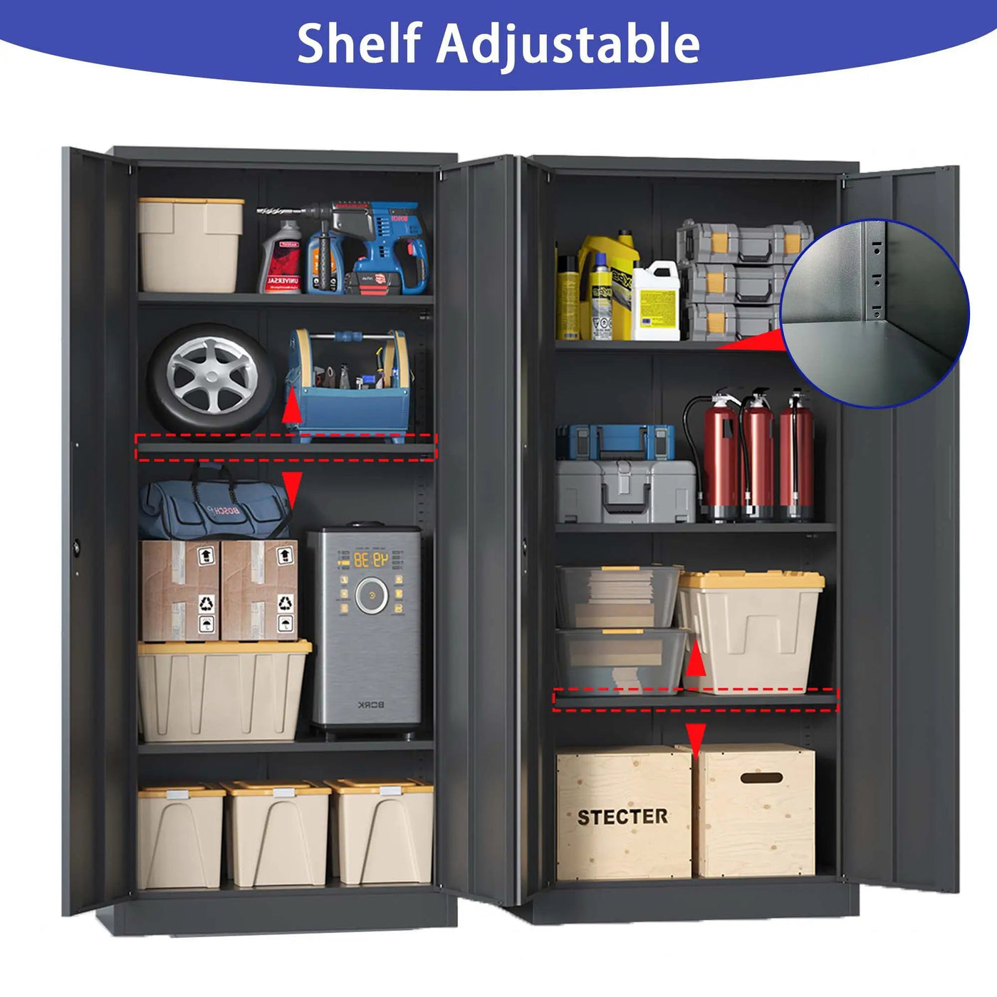 Heavy Metal Garage Storage Cabinet With Locking Doors, Steel, Adjustable Shelves by HouseOfZazla