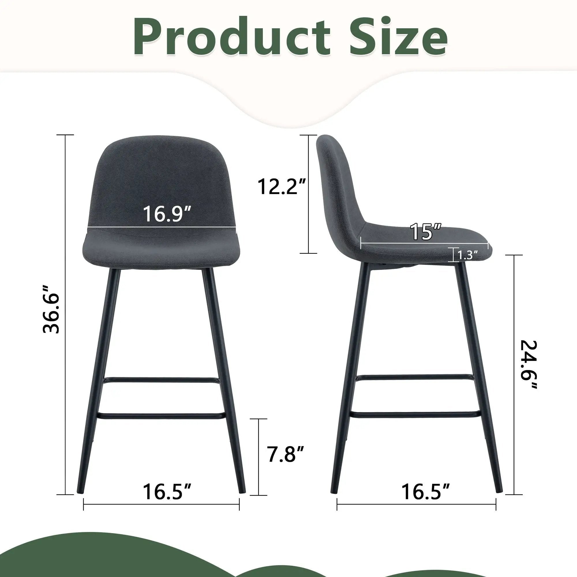 Modern Bar Chair Rounded Backrest (Set of 2) by Unique Piece Furniture