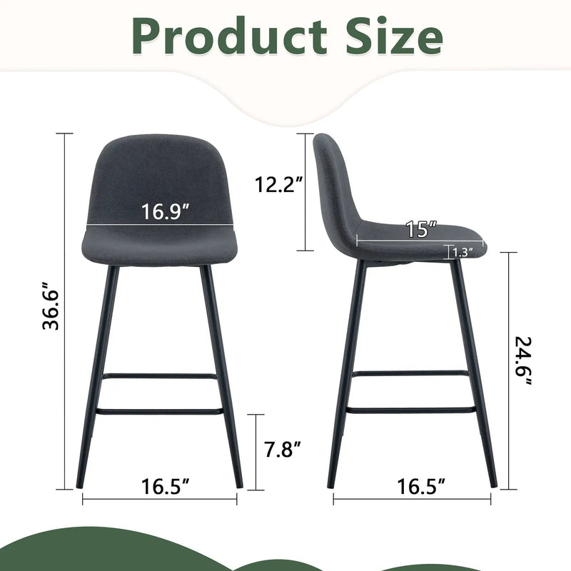 Modern Bar Chair Rounded Backrest (Set of 2) by Unique Piece Furniture