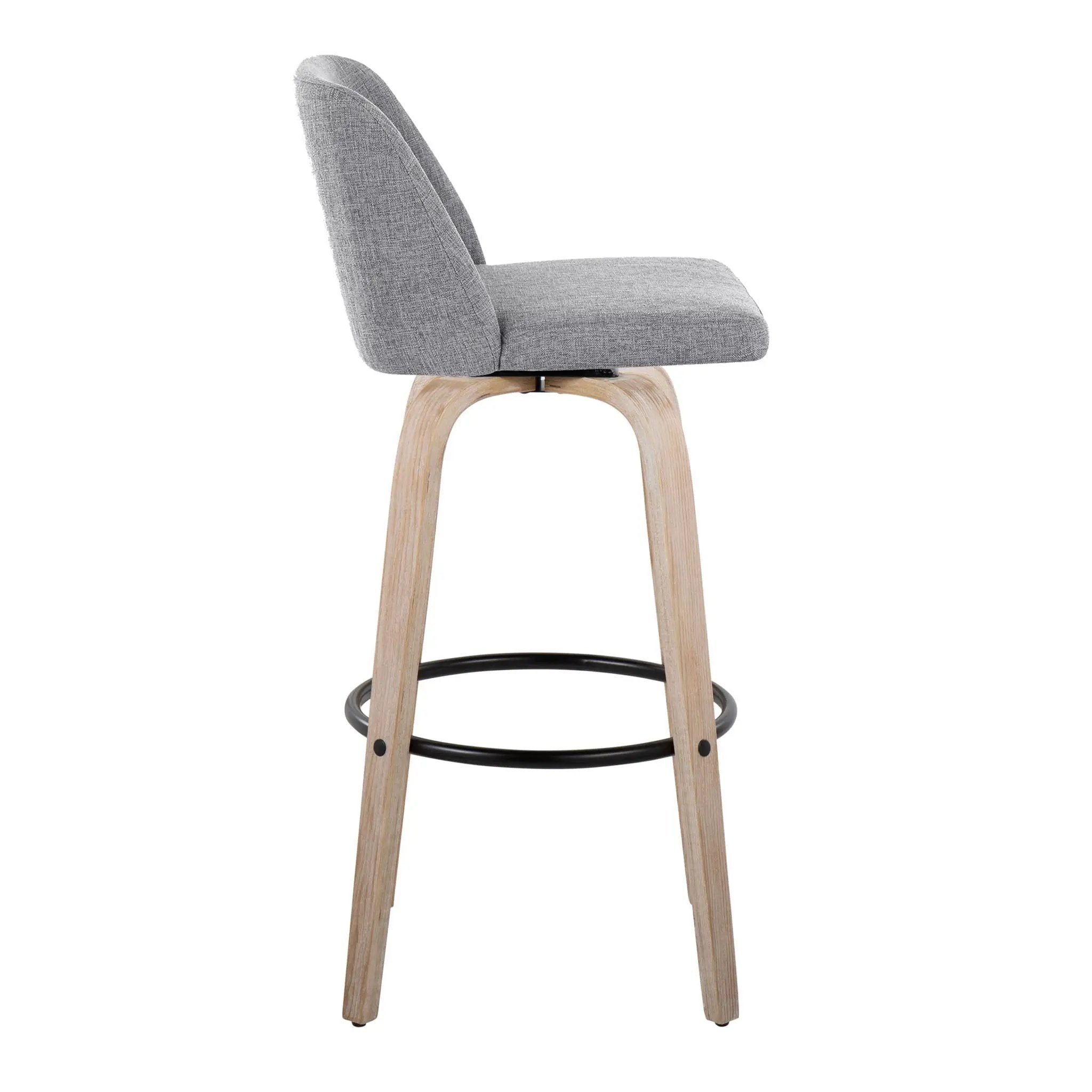 Toriano - Mid-Century Modern Fixed Height BarStool With Round Footrest (Set of 2) by Unique Piece Furniture