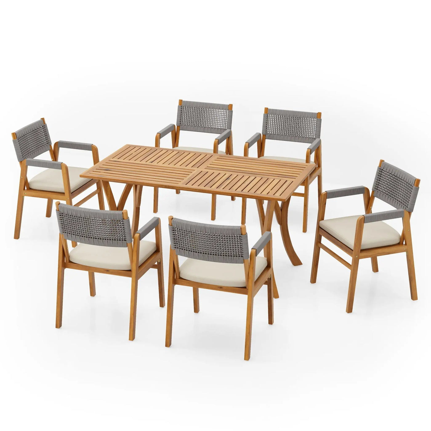 Outdoor Rustic Patio Acacia Bistro Set With Cushions by HouseOfZazla