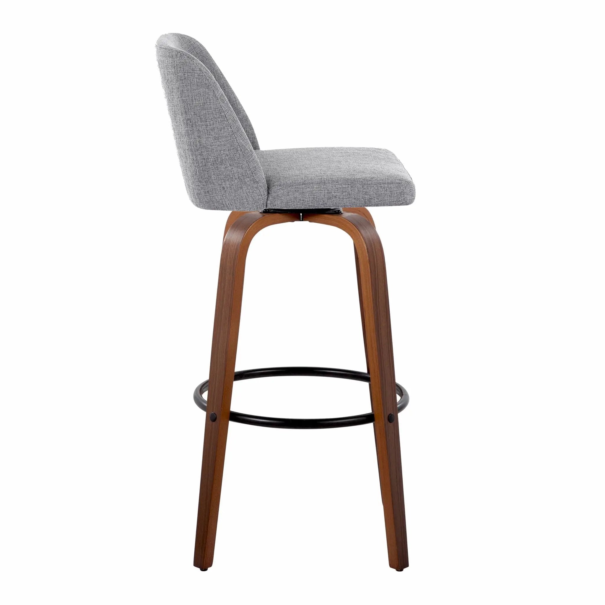 Toriano - Mid Century Modern Fixed Height Barstool Swivel And Round Footrest (Set of 2) by Unique Piece Furniture