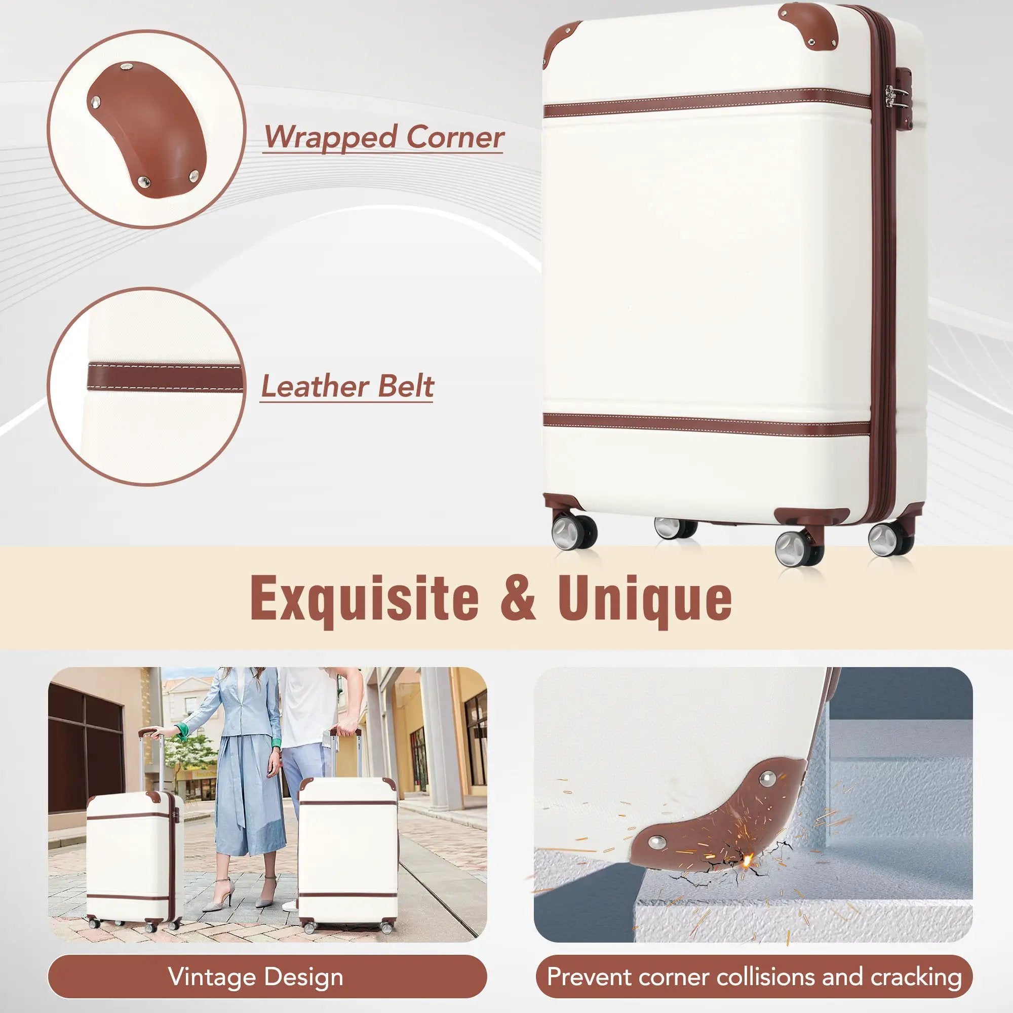 Hardshell Luggage Sets 3 Pieces 20" / 24" Luggages And Cosmetic Case Spinner Suitcase With Tsa Lock Lightweight by HouseOfZazla