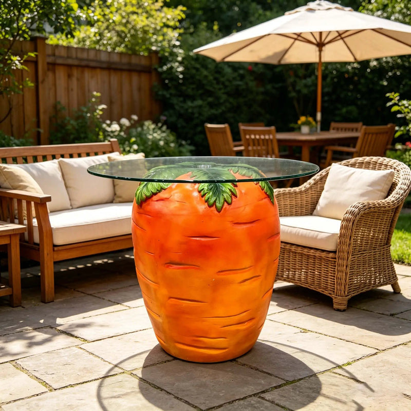 Carrot Shaped Side Table with Glass Top by HouseOfZazla