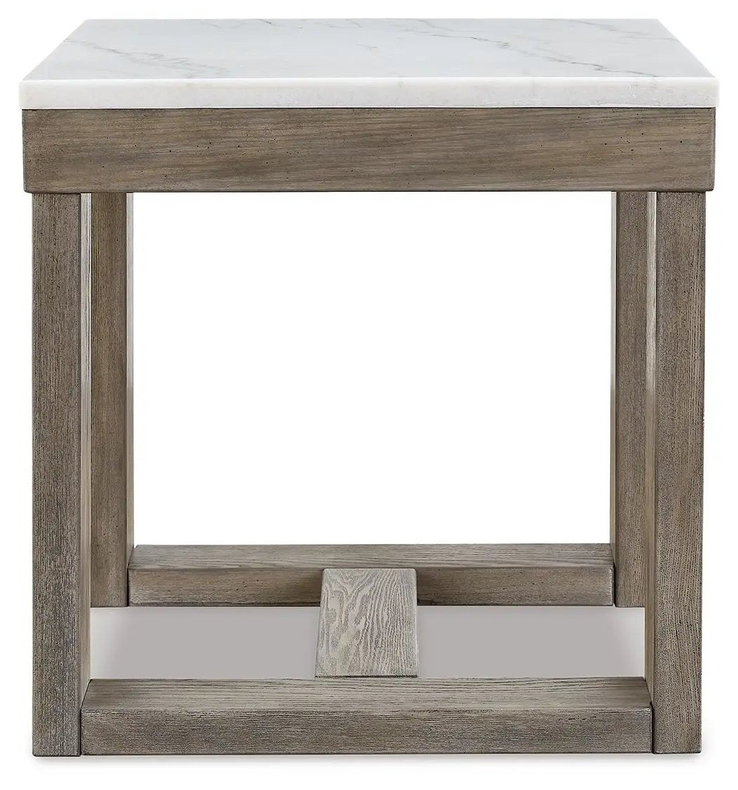 Loyaska - Square End Table - Brown / Ivory by Unique Piece Furniture