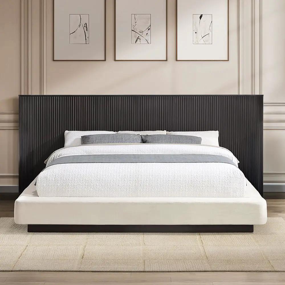 Clayten - Eastern King Bed - Beige Linen & Espresso by Unique Piece Furniture