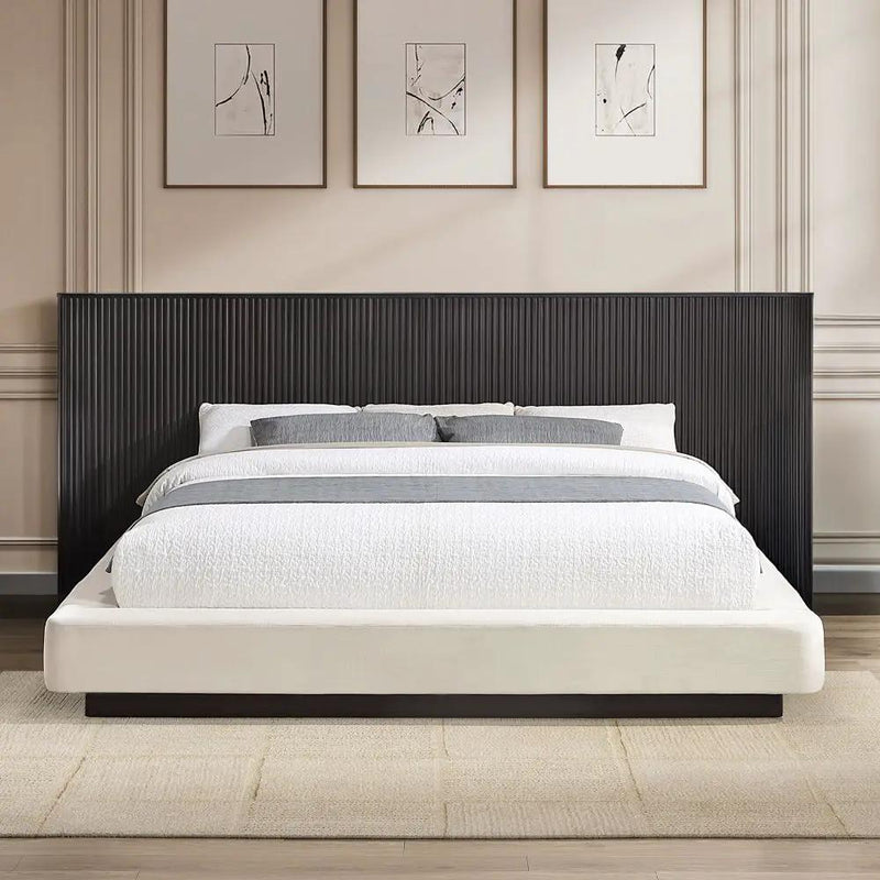 Clayten - Eastern King Bed - Beige Linen & Espresso by Unique Piece Furniture
