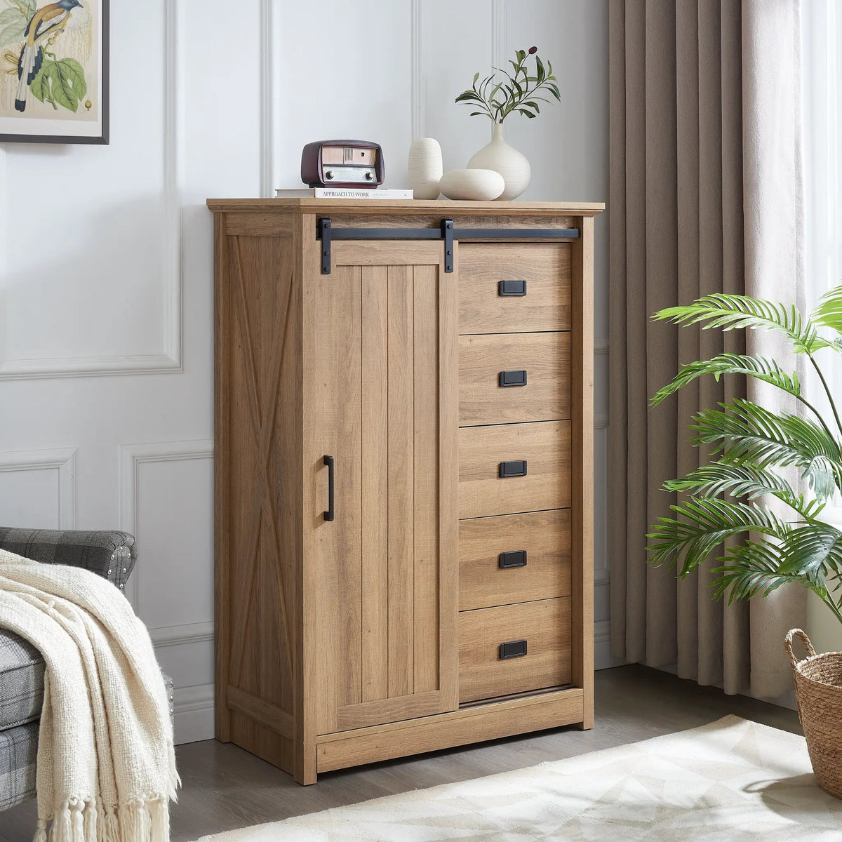 5 Drawers Dresser with Sliding Barn Door by HouseOfZazla