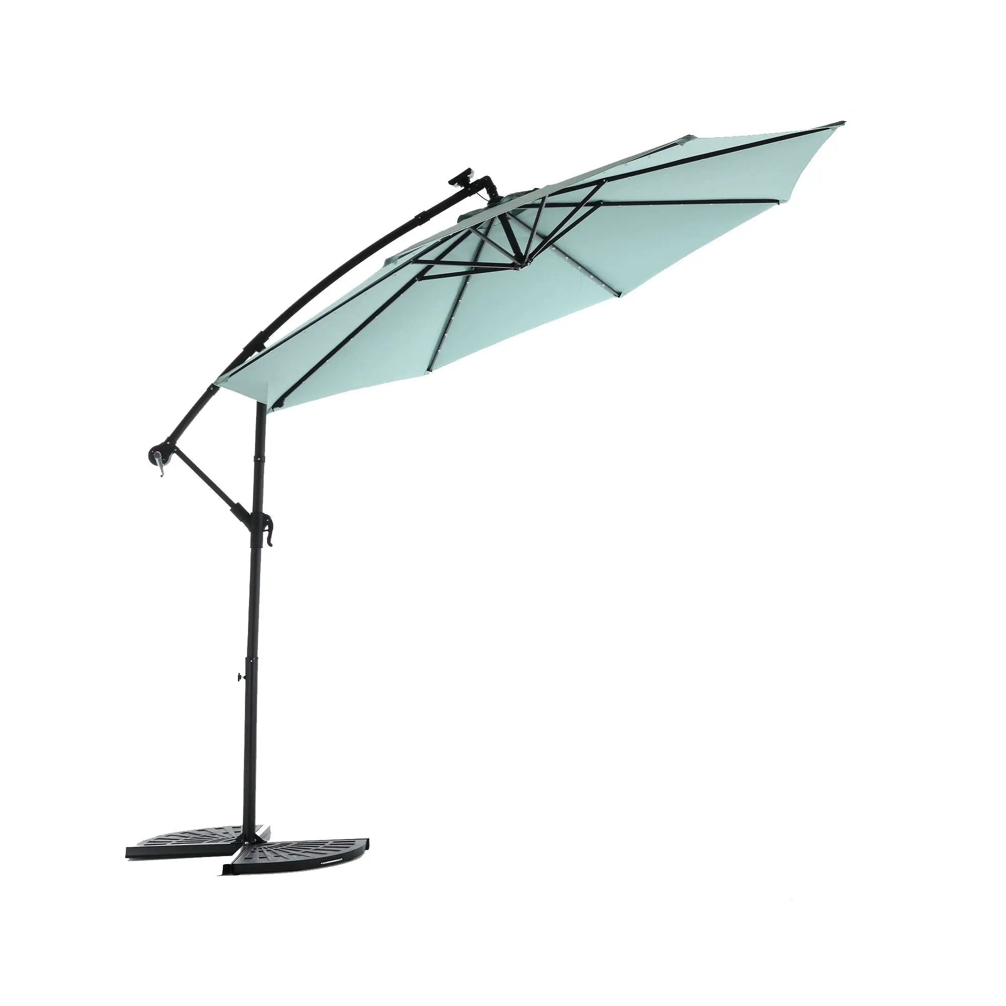 10ft Solar LED Offset Hanging Patio Umbrella (Light Green) (No Base) by HouseOfZazla
