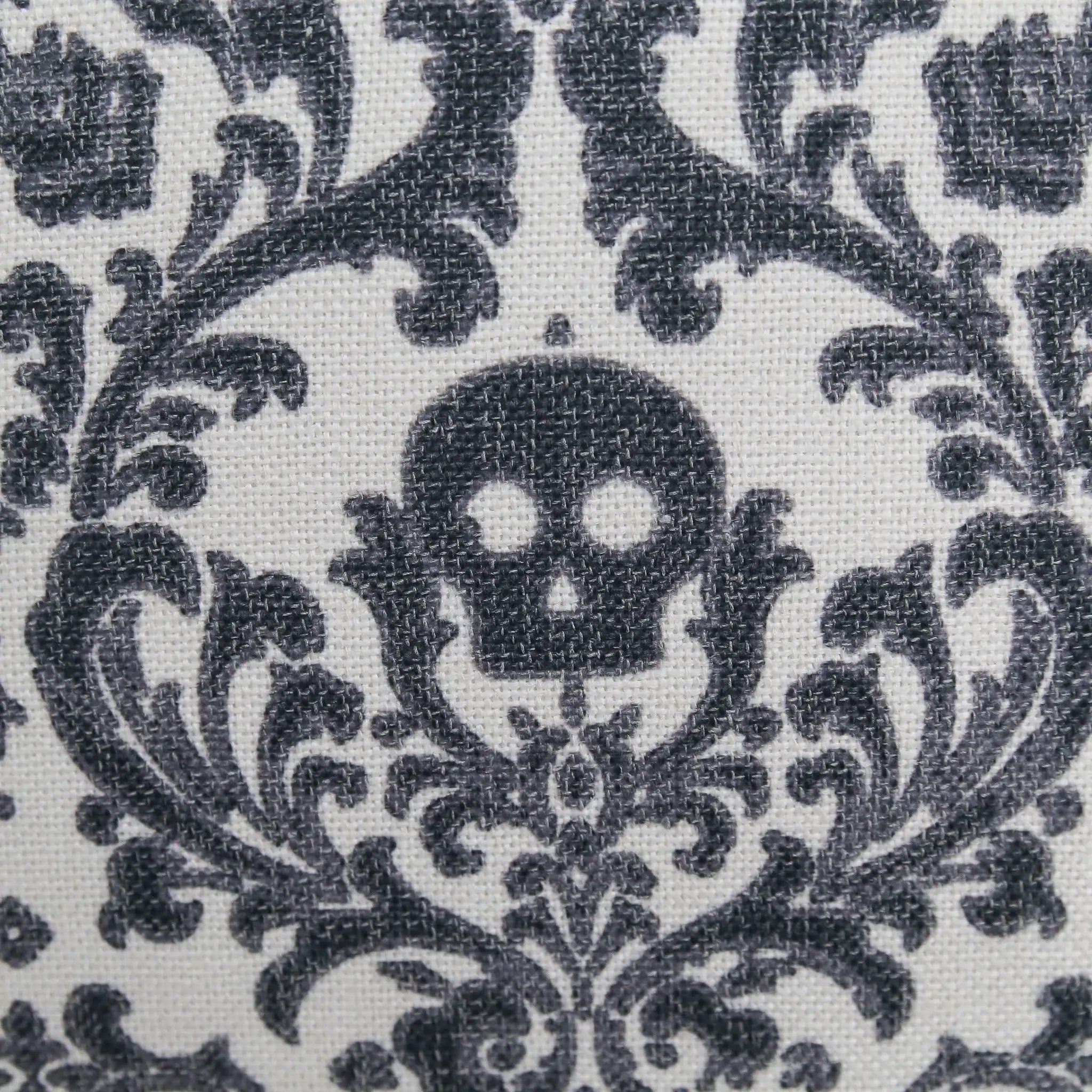 Baroque Skull Damask Accent Pillow – Black & White Day of the Dead Accent Cushion by HouseOfZazla