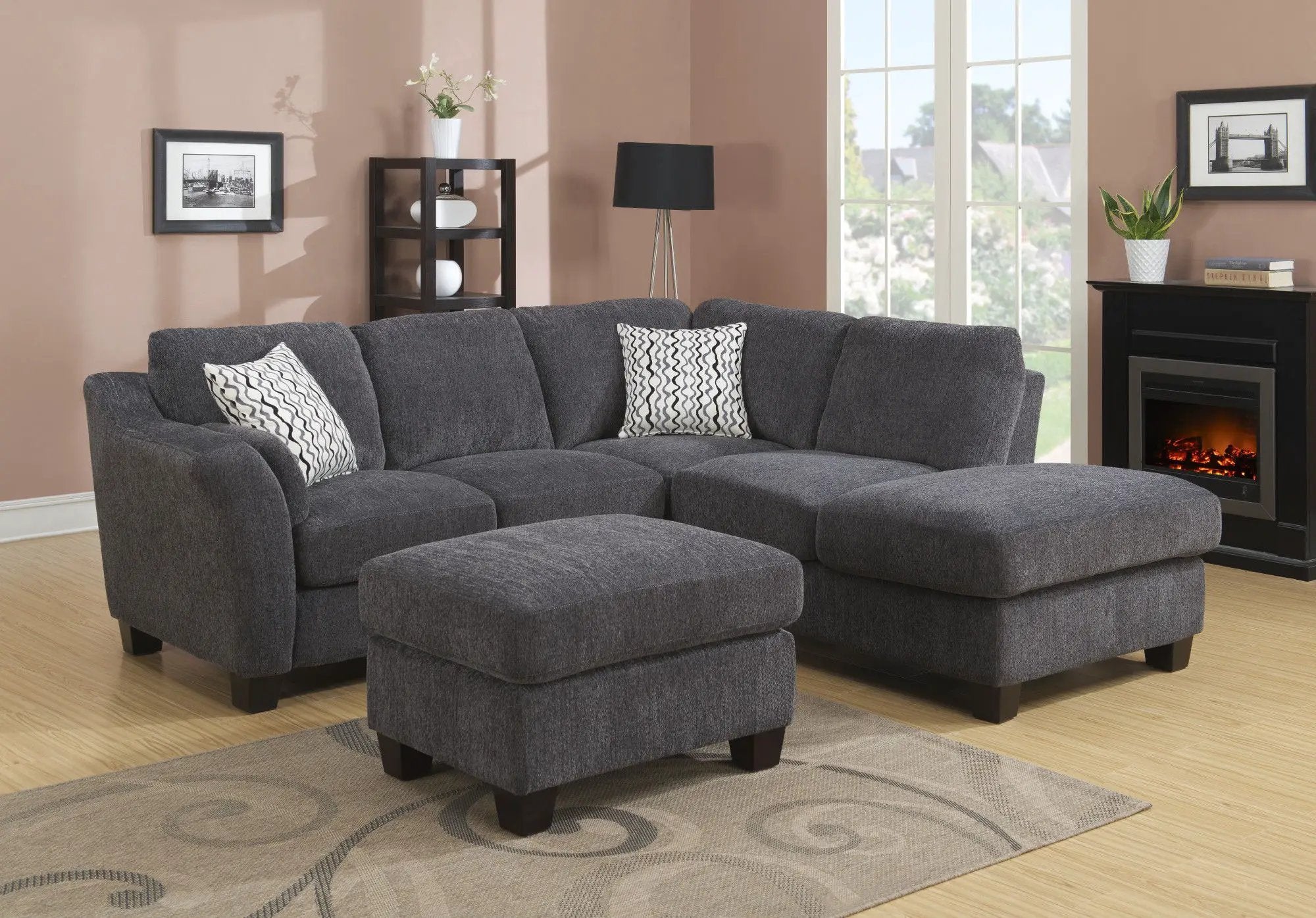 Ottoman - Gray - Wood