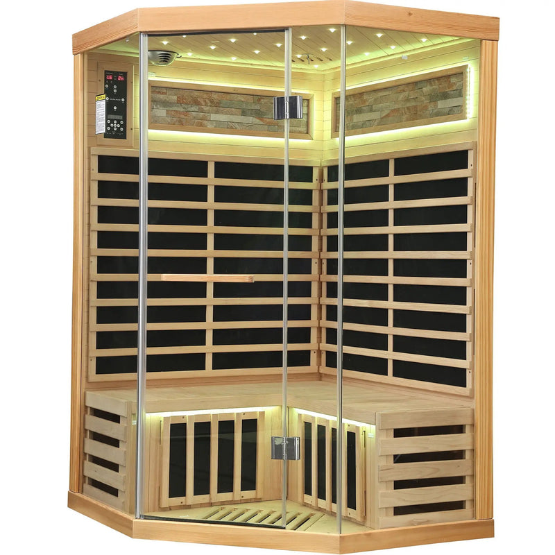 Double Sauna Room With Carbon Heating Plates - White Oak by HouseOfZazla