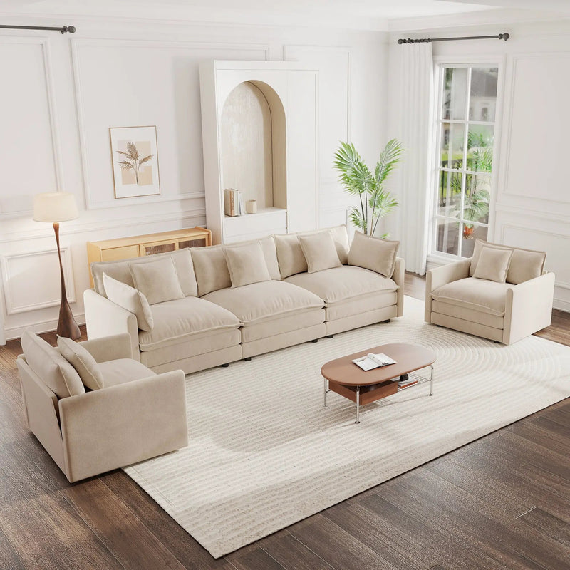 Modern Light Coffee Chenille Sofa Set of 3 by HouseOfZazla