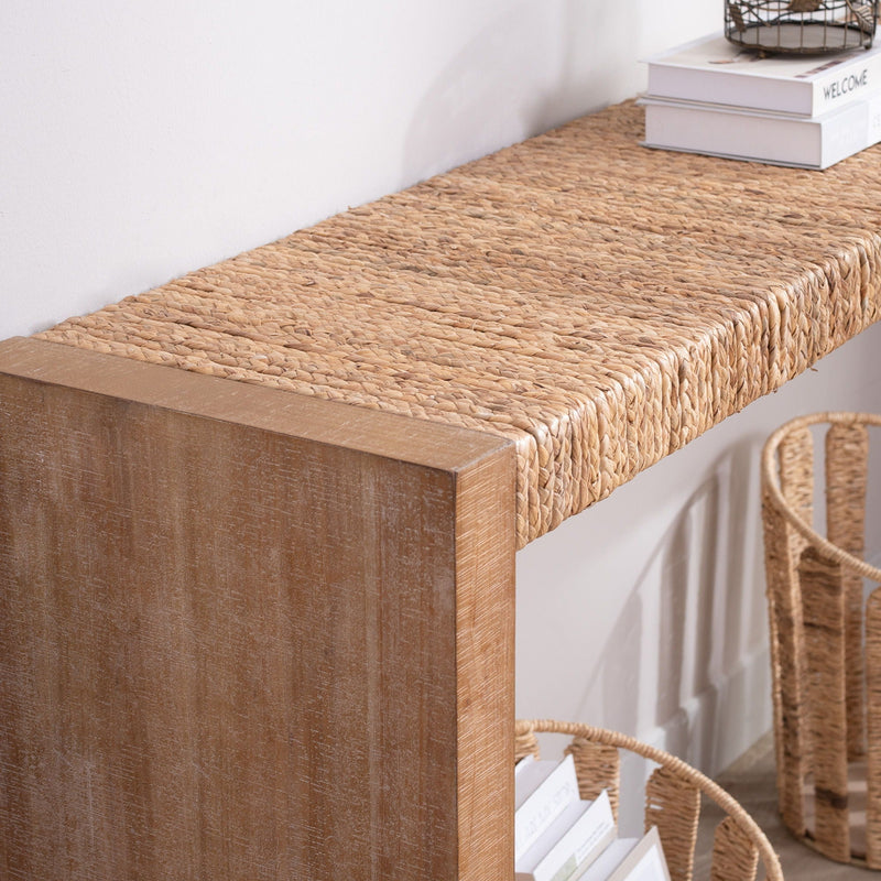 Console Table, Handwoven Top - Antique Natural / Natural by HouseOfZazla