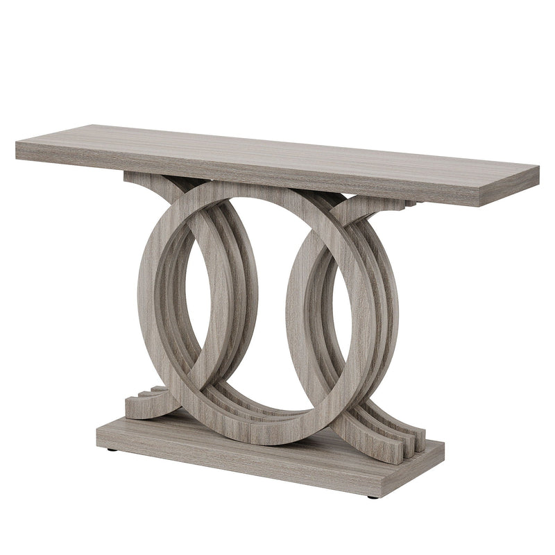 Console Table With Geometric Base For Living Hallway - Gray by HouseOfZazla