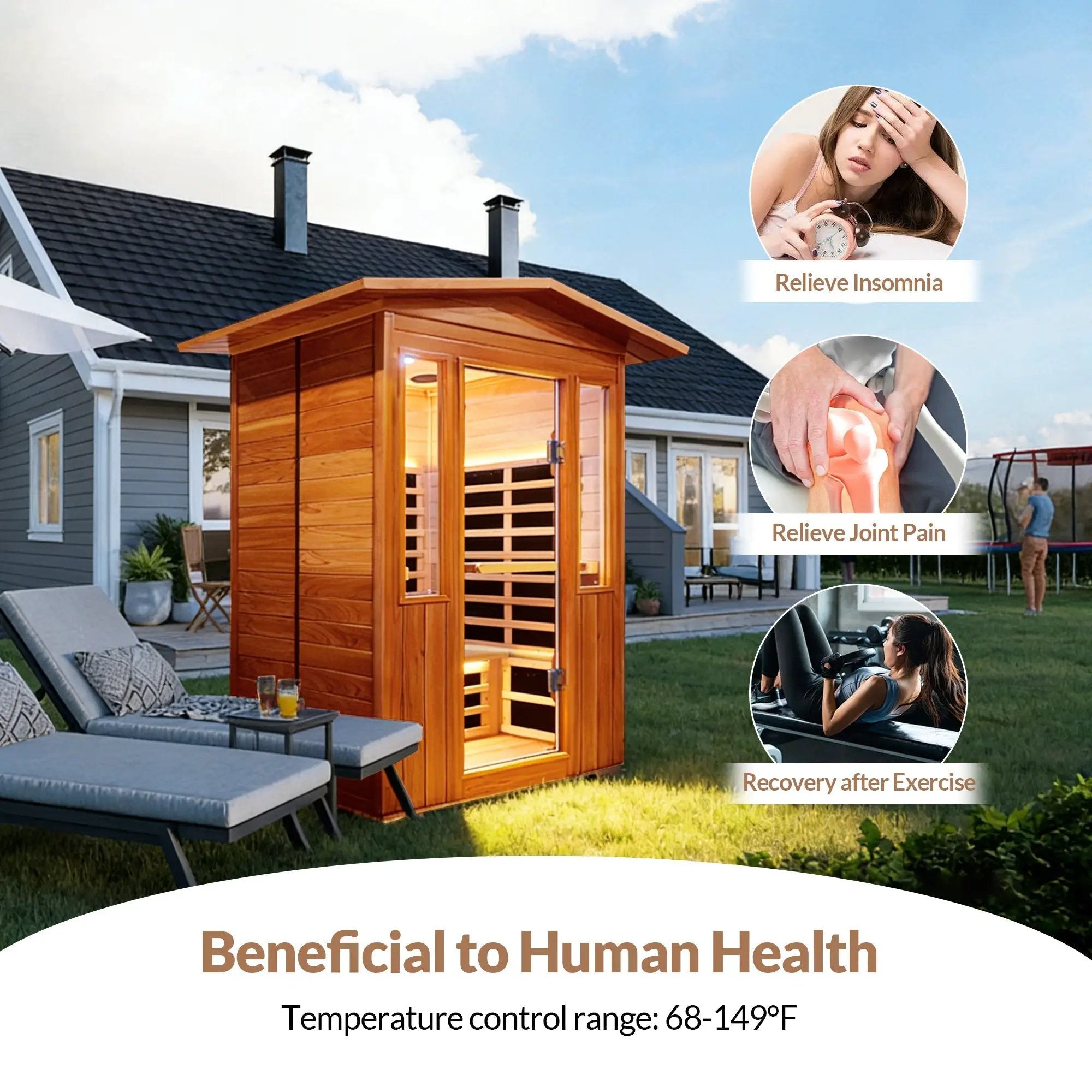 Outdoor Double Red Cedar Far Infrared Sauna Room by HouseOfZazla