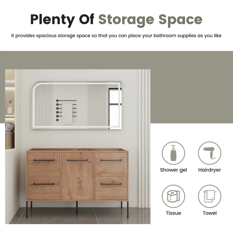 48" Freestanding Bathroom Vanity With Soft-Close Cabinet Door and 4 Drawers by HouseOfZazla