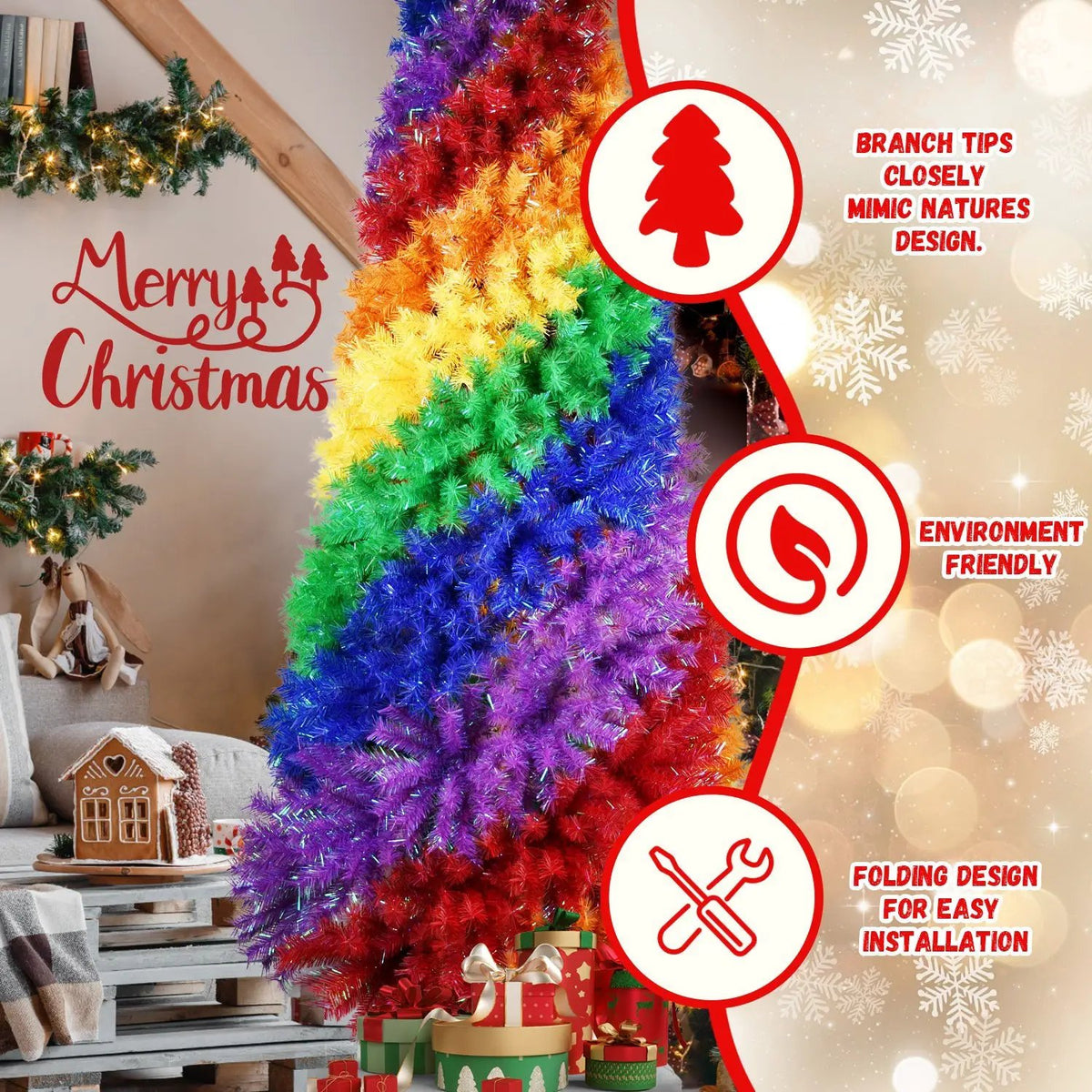 9ft Rainbow Spiral Christmas Tree by HouseOfZazla