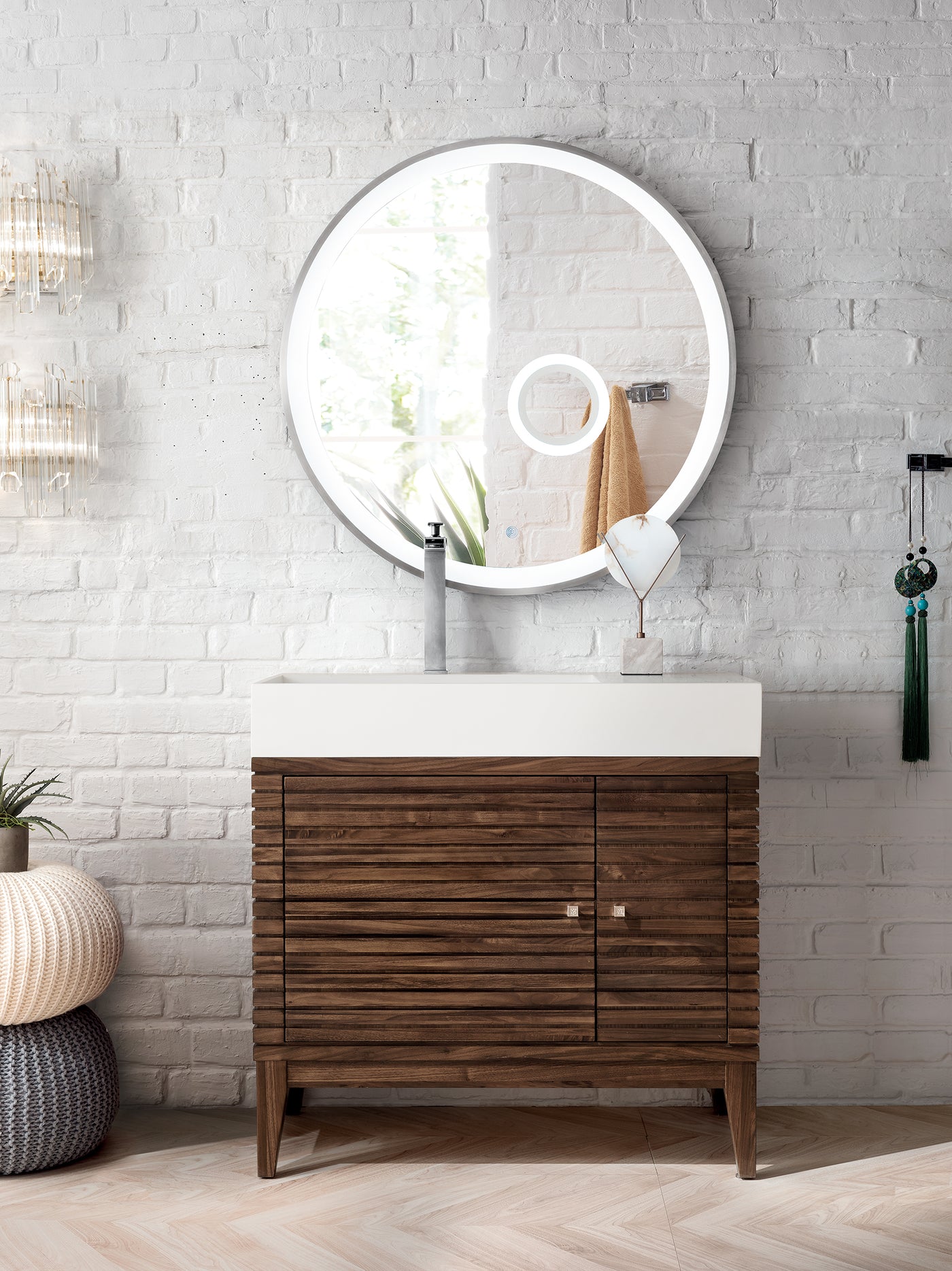 James Martin Linear 36" Single Bathroom Vanity, Mid-Century Walnut, view 2
