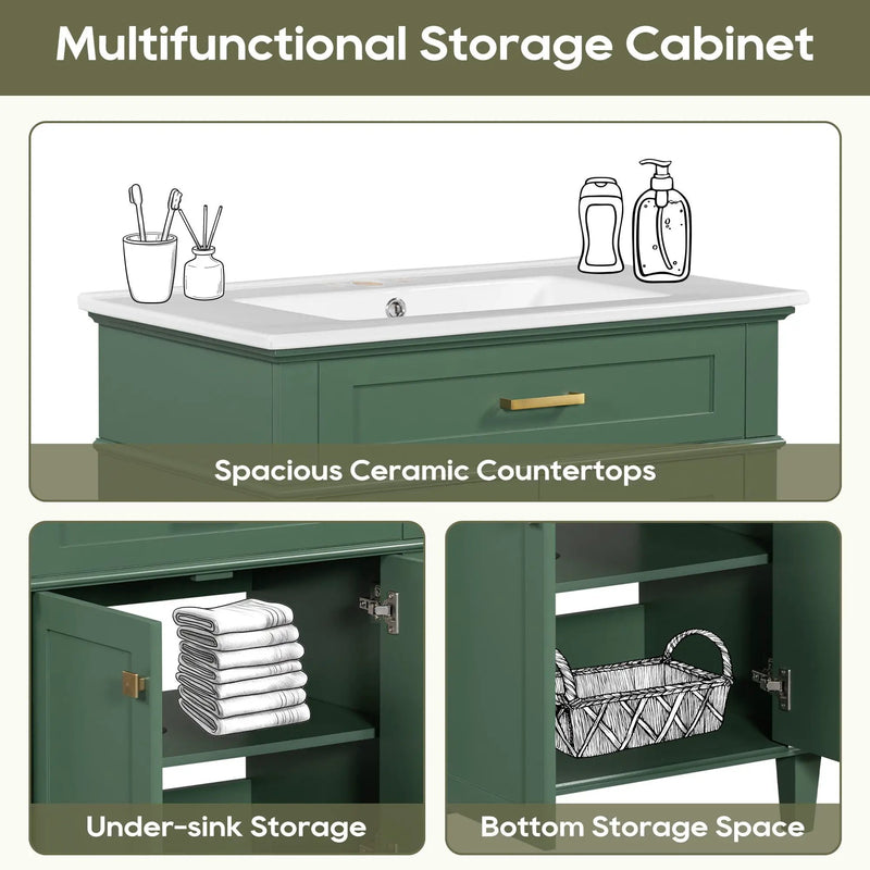Bathroom Vanity With Ceramic Basin, Soft Close Door And Adjustable Shelves by Unique Piece Furniture