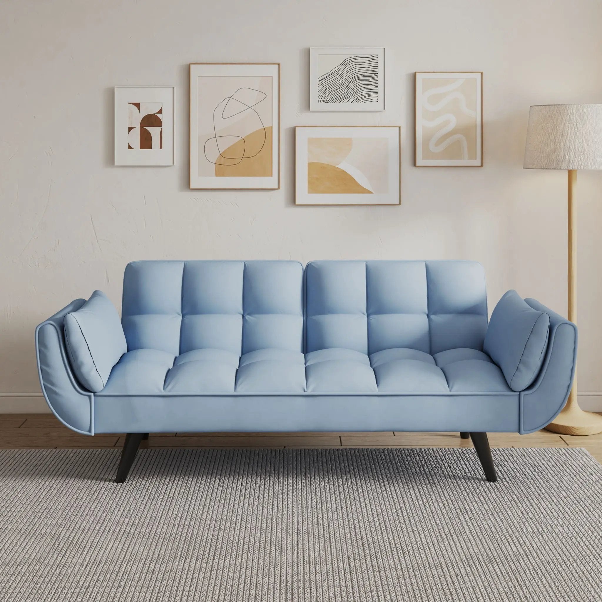 Sofa Soft Two Armrests Throw Pillow Pillow Comfortable Fit Apartment Bedroom Small Space by Unique Piece Furniture