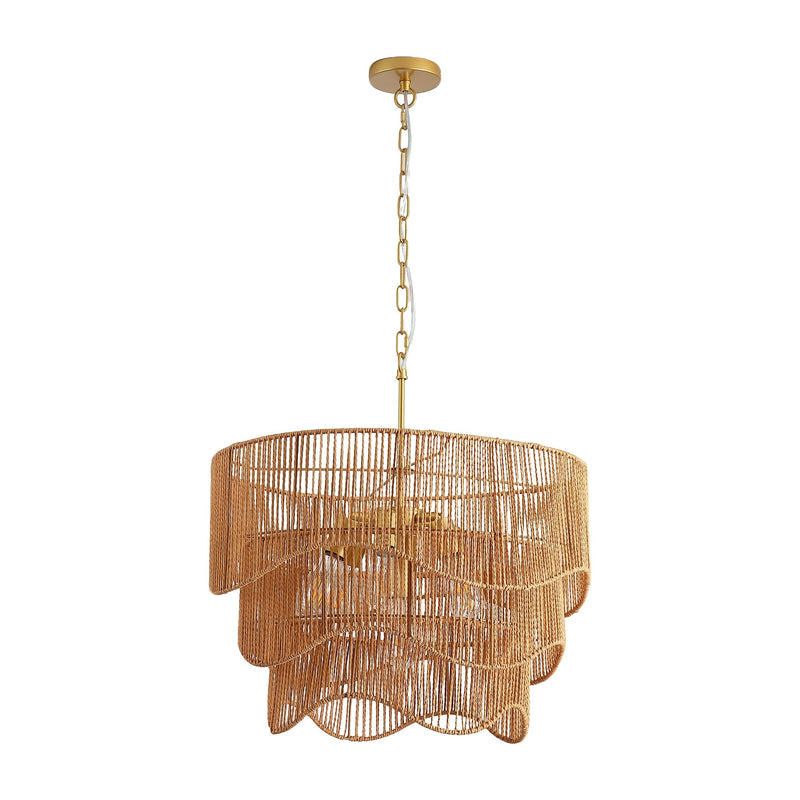 Handwoven Paper Rattan Boho Chandelier with 7-Light E26 Base by HouseOfZazla