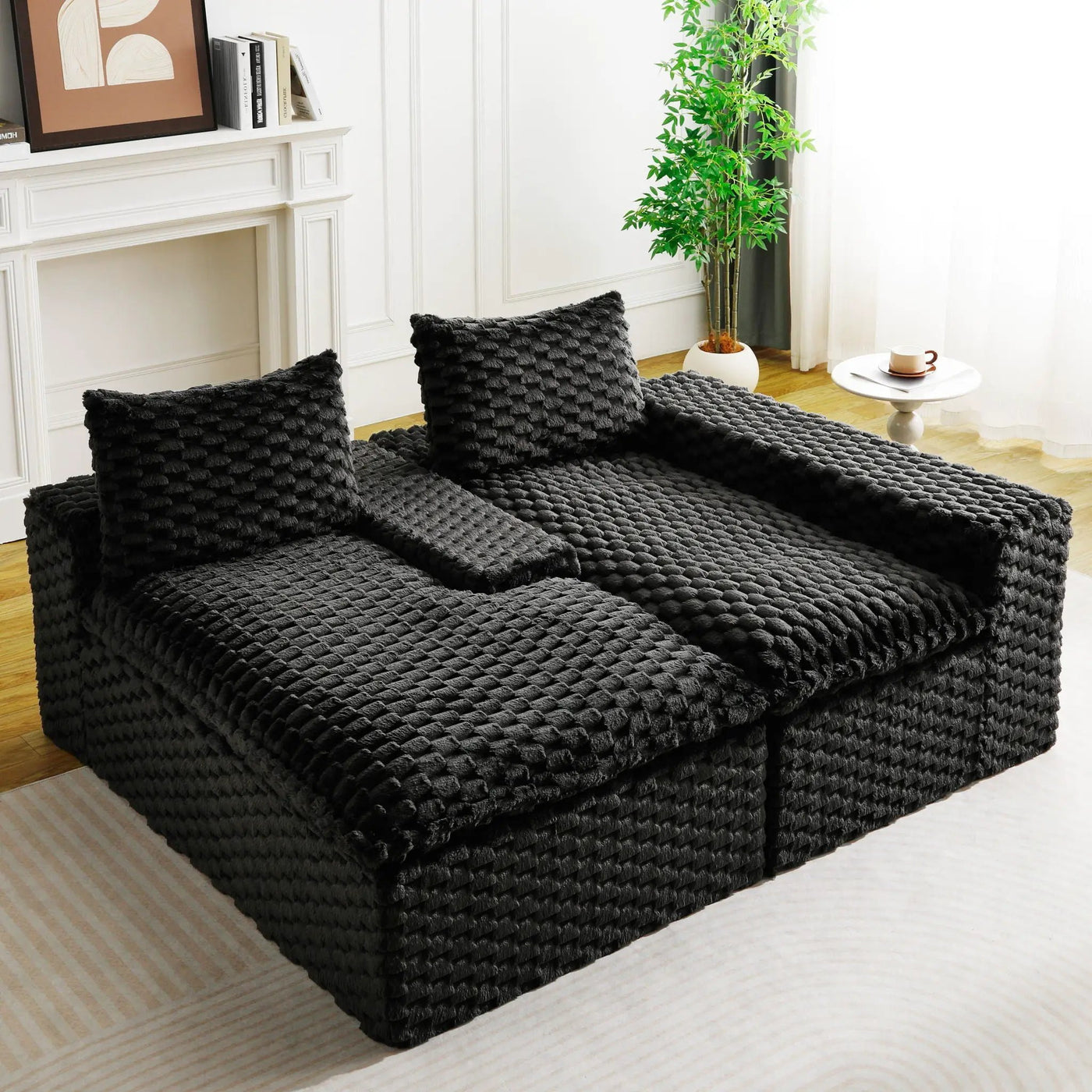 Modular Sofa, Convertible Twin Seat With Chaise Lounge by Unique Piece Furniture
