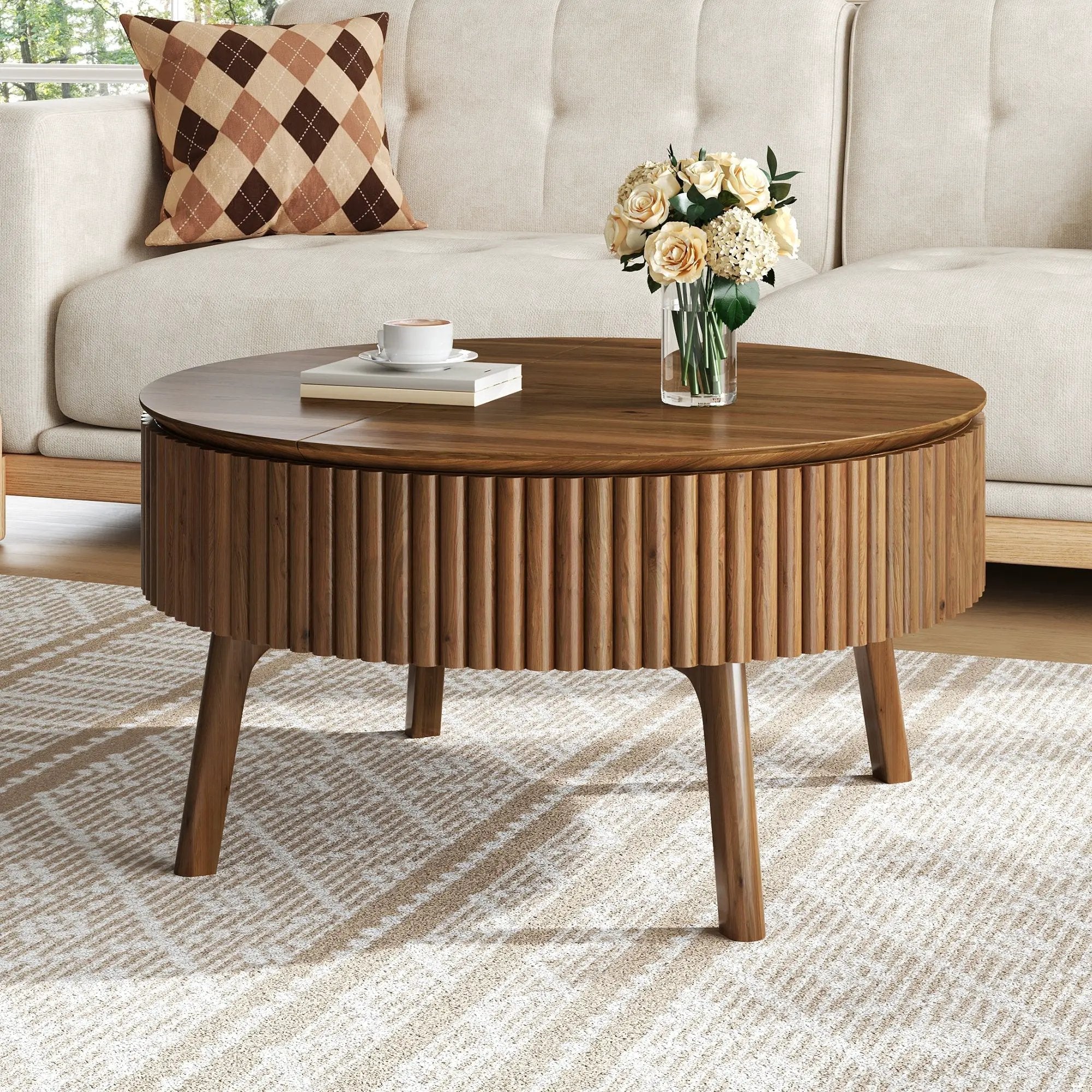 Modern Round Lift-Top Coffee Table by HouseOfZazla