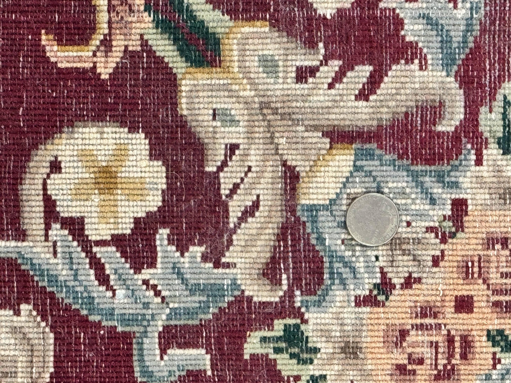 Aubusson Rug 9x12, Dark Green, European Design, Vintage Fine Handmade Carpet, Elegant by Jewel Rugs