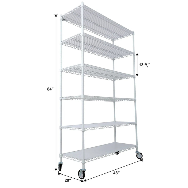 6 Tier 6000Lbs Capacity Nsf Metal Shelf Wire Shelving Unit, Heavy Duty Adjustable Storage Rack With Wheels & Shelf Liners For Commercial Grade Utility Steel Storage Rack by HouseOfZazla