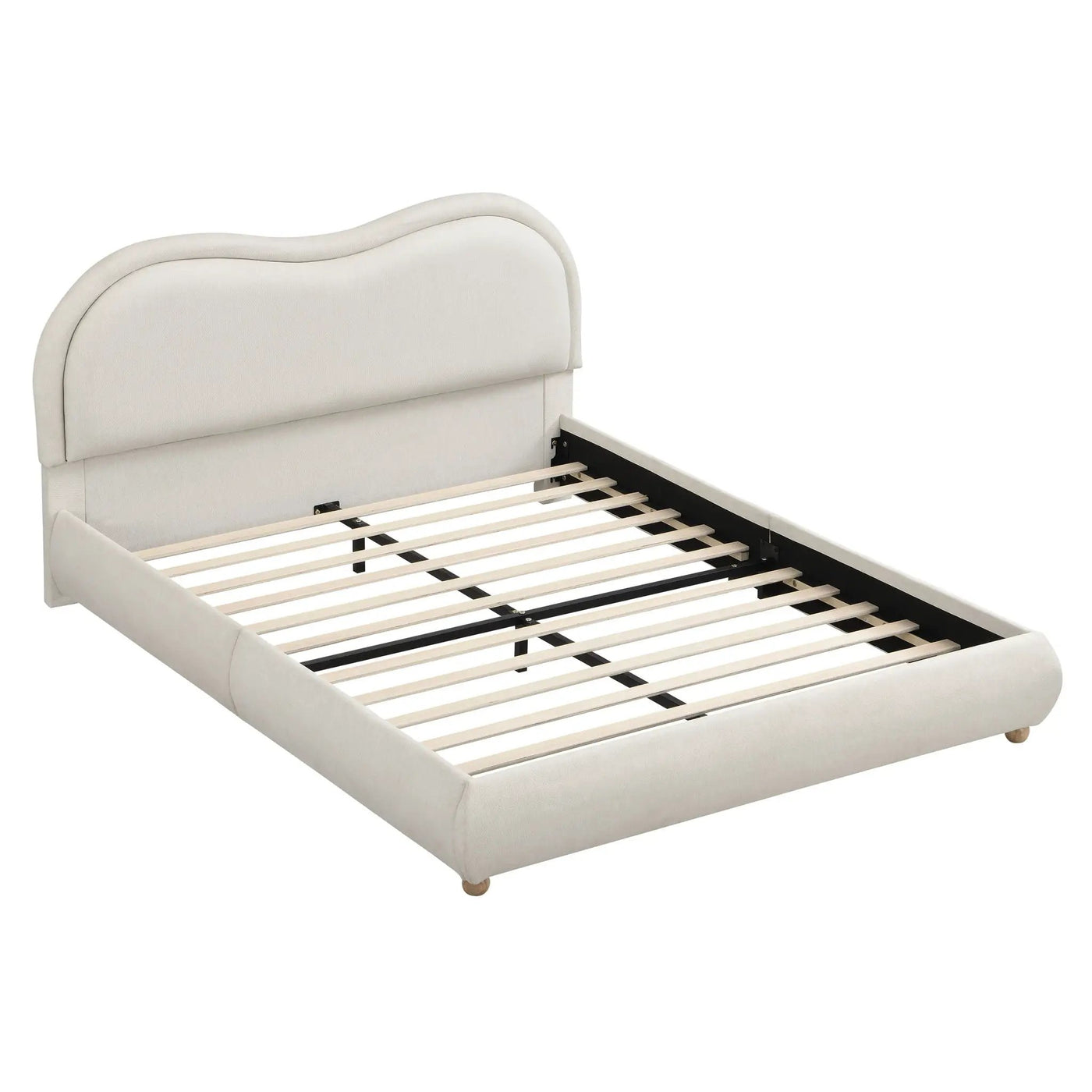 Upholstered Platform Bed Frame With Curved Headboard by HouseOfZazla