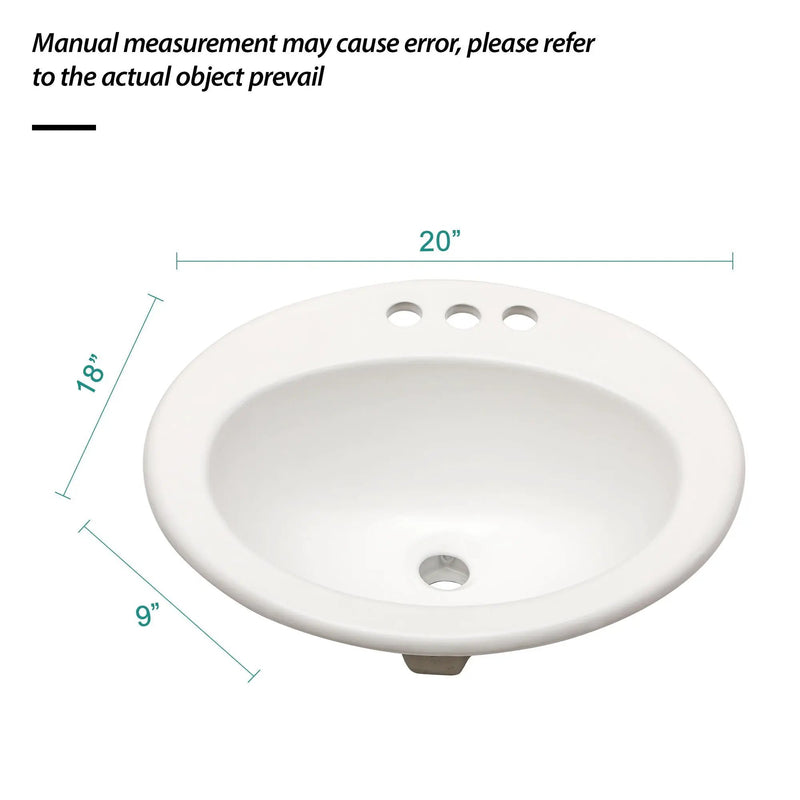 20 X 18" Modern Ceramic Oval Undermount Bathroom Sink With 3 Faucet Holes - White by HouseOfZazla