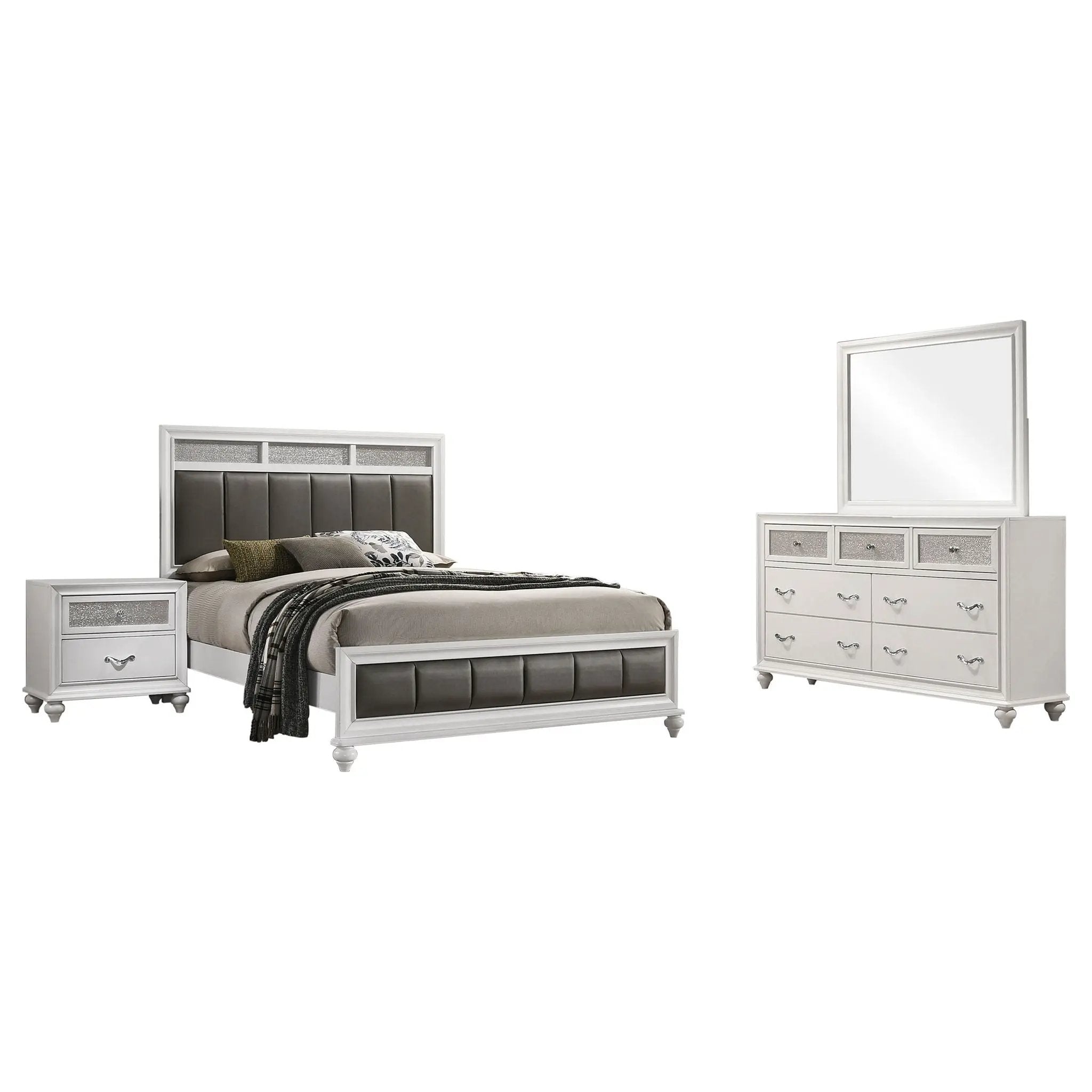 Barzini 4-piece Eastern King Bedroom Set White by Unique Piece Furniture