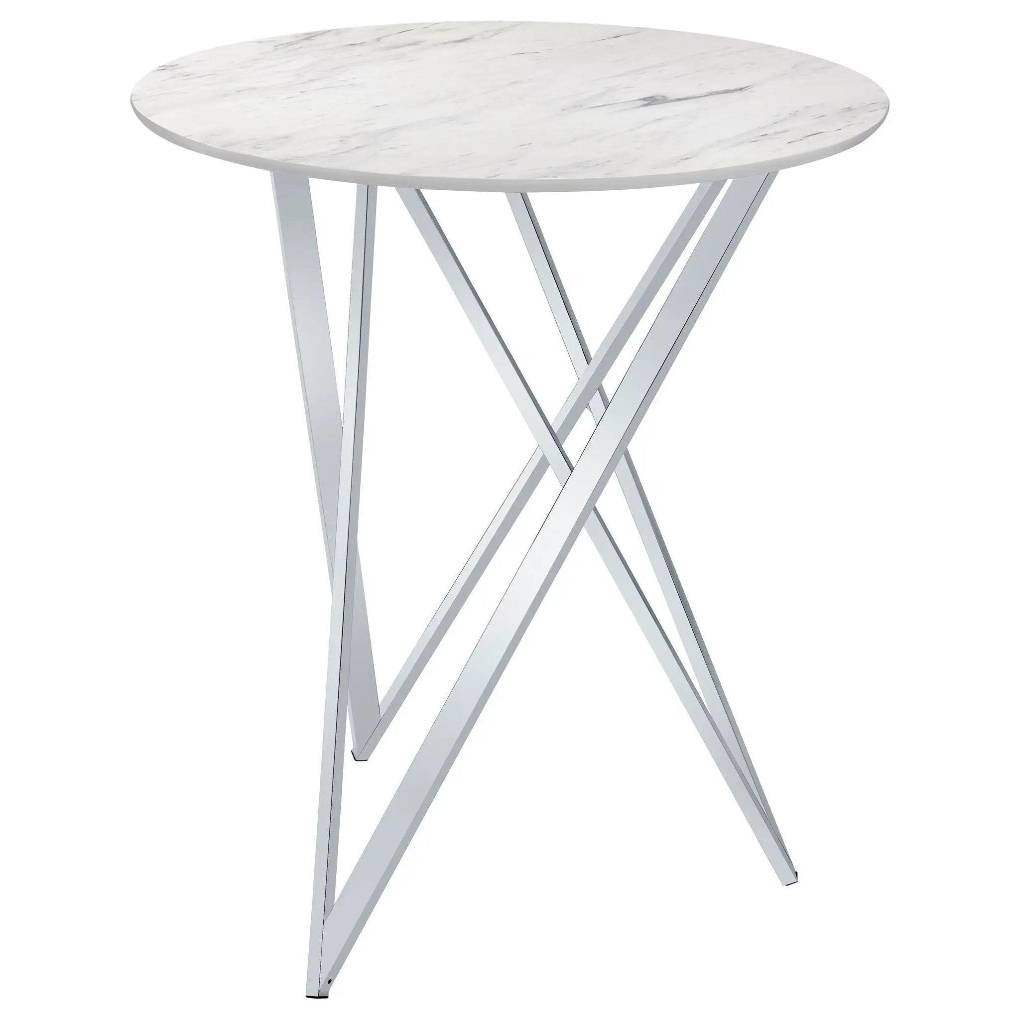 Bexter Round 35-inch Faux Marble Bistro Bar Table Chrome by Unique Piece Furniture